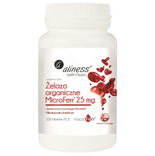 ALINESS Żelazo organiczne MicroFerr 25mg 100 tab