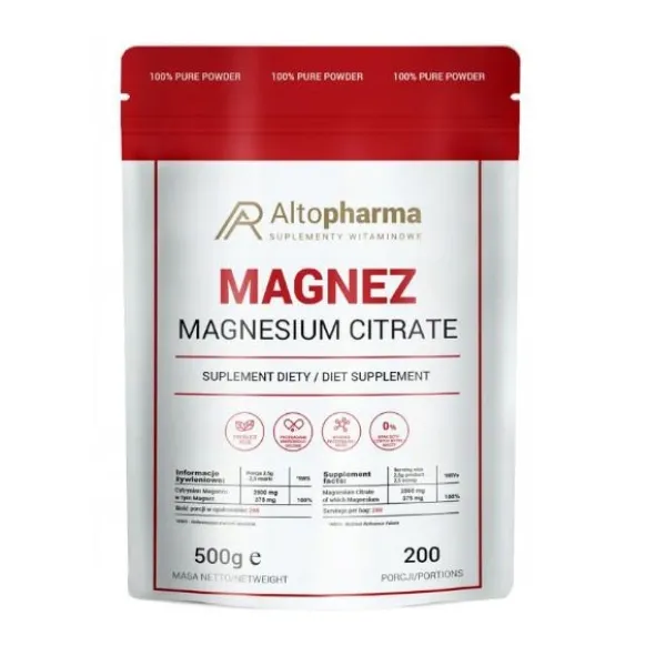 ALTO PHARMA Cytrynian Magnezu w Proszku 500 g