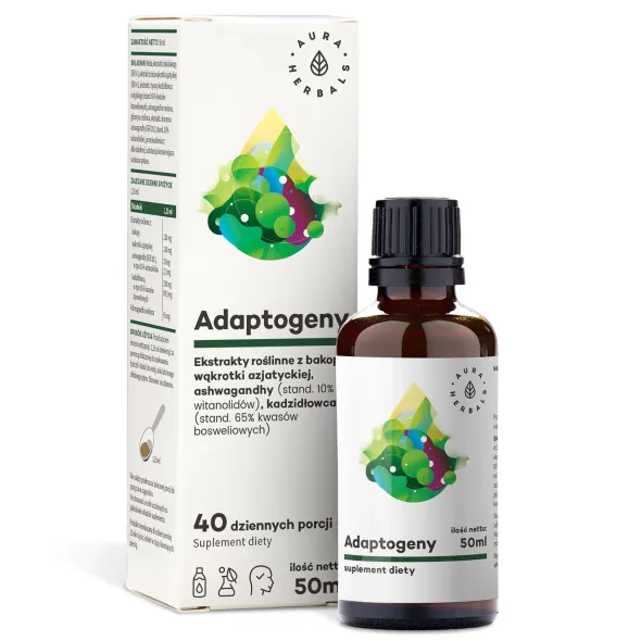 AURA HERBALS Adaptogeny 100% Naturalne Ekstrakty Roślinne Płyn 50 ml