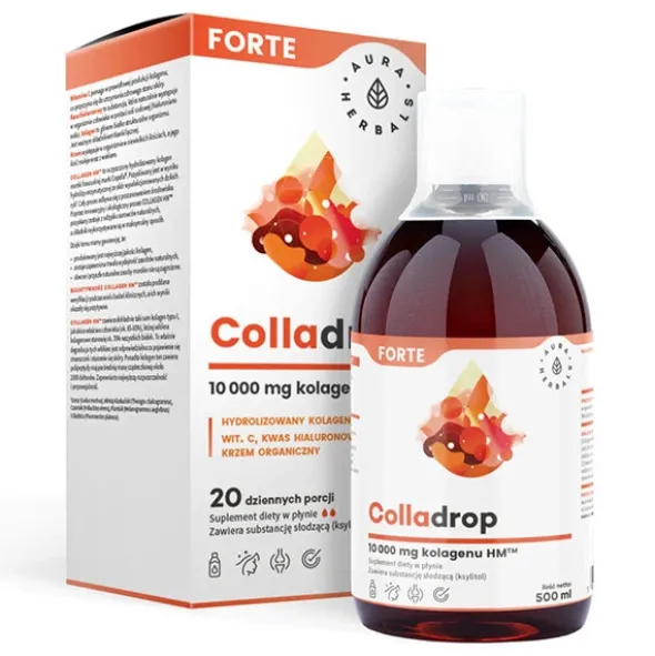 AURA HERBALS Colladrop Forte - Kolagen Morski 10 000mg 500 ml