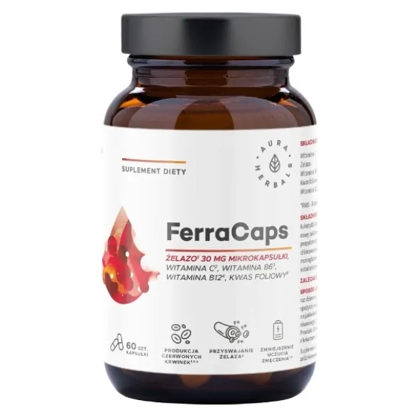 AURA HERBALS Ferra Caps Żelazo 30 mg 60 kaps