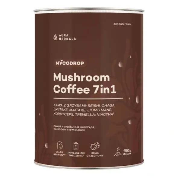 AURA HERBALS Kawa z Grzybami 7 w 1 proszek 250 g