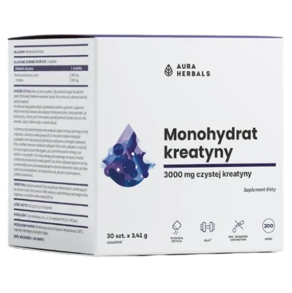 AURA HERBALS Kreatyna Monohydrat saszetki 30 x 3,41 g