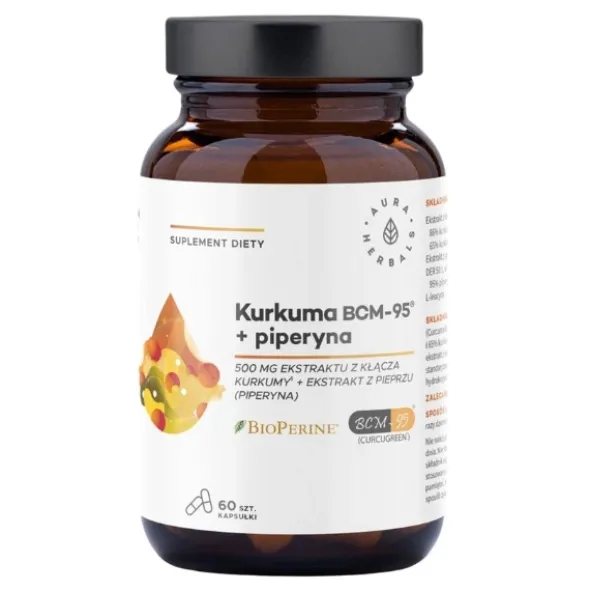 AURA HERBALS Kurkuma 500 mg BCM-95 + Piperyna 60 kaps
