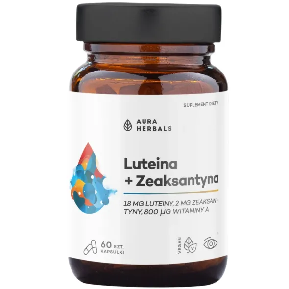 AURA HERBALS Luteina + Zeaksantyna + Witamina A 60 kaps