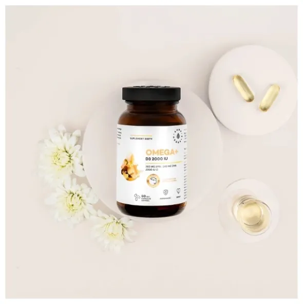 AURA HERBALS Omega + Witamina D3 2000 IU 60 kaps