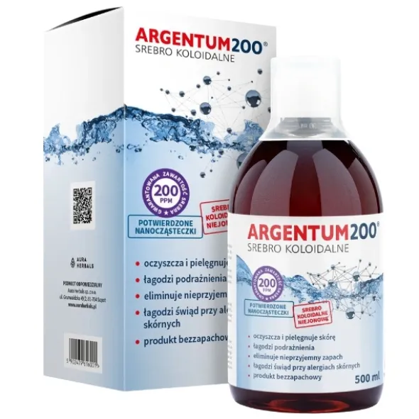 AURA HERBALS Srebro Koloidalne 200 ppm Argentum 200 Tonik 500 ml