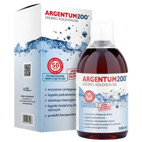 AURA HERBALS Srebro Koloidalne 50 ppm Argentum 200 Tonik 500 ml