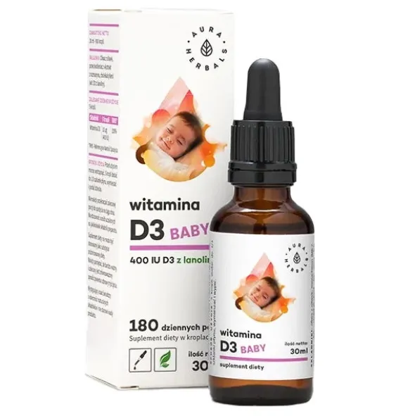 AURA HERBALS Witamina D3 400 IU Baby krople 30 ml
