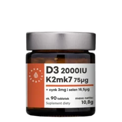 AURA HERBALS Witamina D3 2000IU + K2MK7 + Cynk + Selen 90 tabs