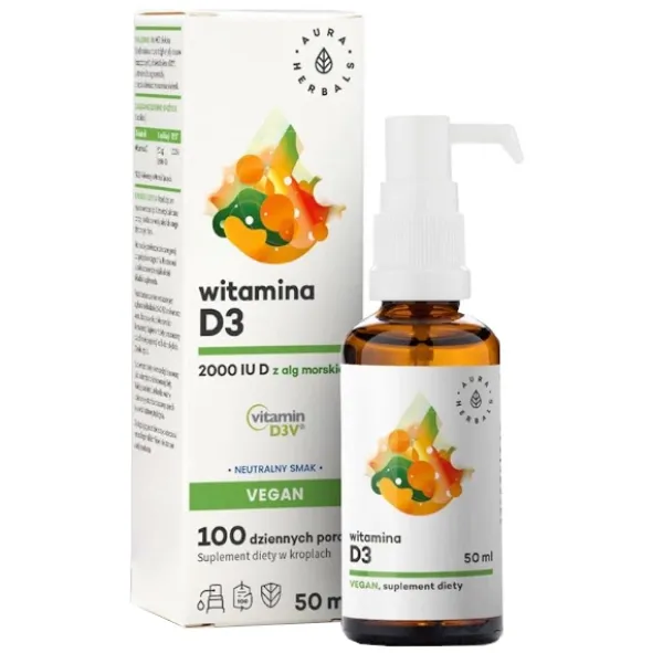 AURA HERBALS Witamina D3 2000 IU Vegan krople 50 ml