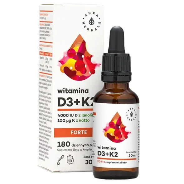 AURA HERBALS Witamina D3 + K2 Forte 4000IU Krople 30 ml