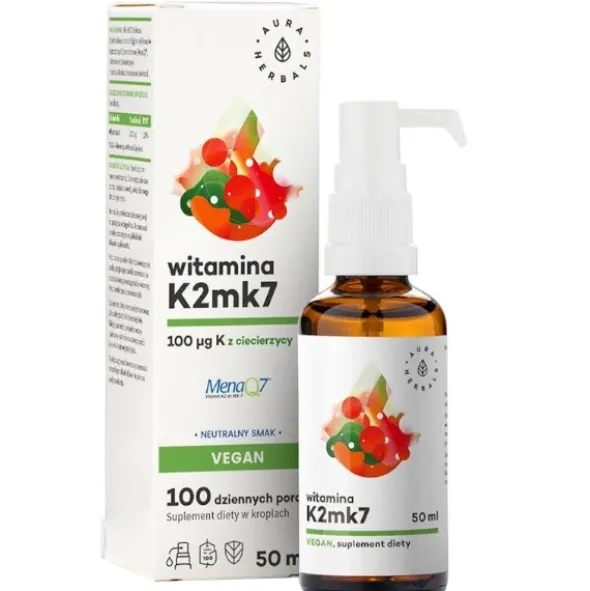 AURA HERBALS Witamina K2 100mcg Vegan krople 50 ml