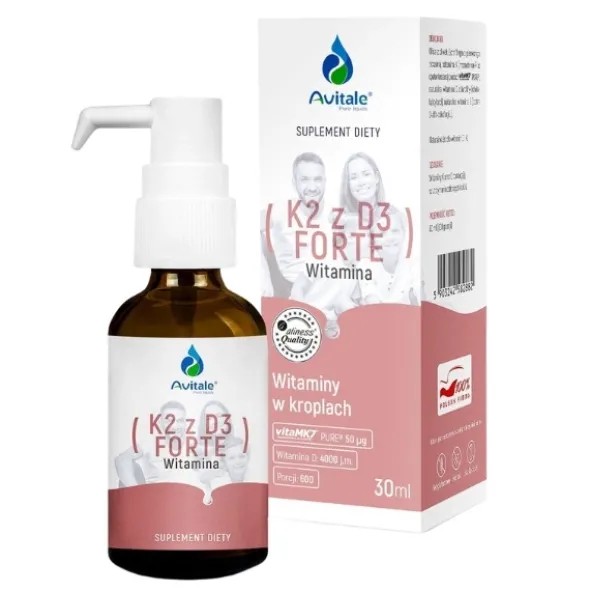 AVITALE Witamina K2 + D3 FORTE (Vita MK7) 50uq + D3 4000IU Olive 30 ml