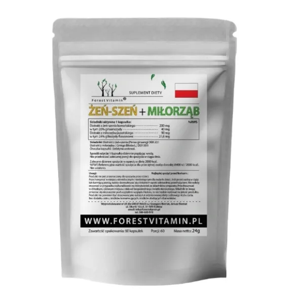 FOREST VITAMIN Żeń-Szeń 200mg+ Miłorząb90mg 60 kaps
