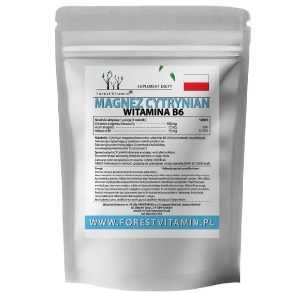 FOREST VITAMIN Magnez Cytrynian 450mg + Witamina B6 100 tabs