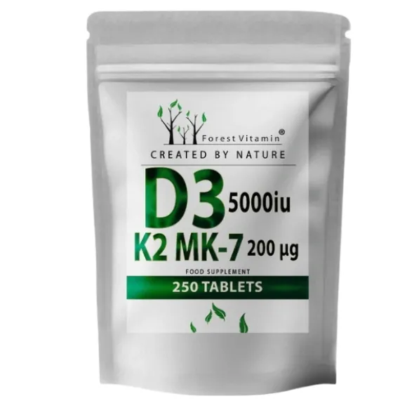 FOREST VITAMIN Witamina D3 5000 IU K2MK7 200 µg 250 tabs