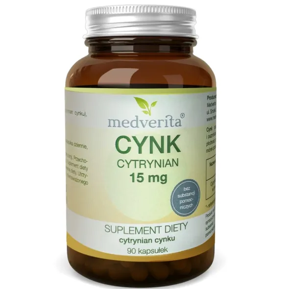 MEDVERITA Cynk Cytrynian 15 mg 90 kaps