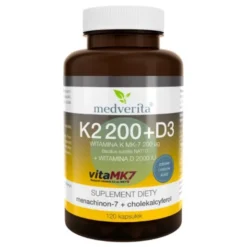 MEDVERITA Witamina K VitaMK7 200µg + D 2000 IU 120 kaps