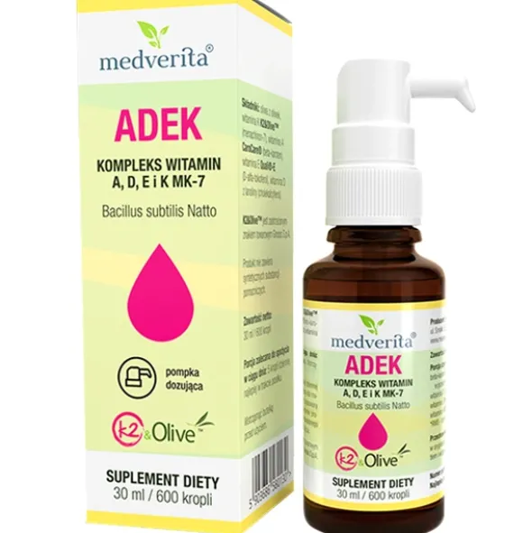 MEDVERITA Witaminy ADEK z K2&Olive w kroplach 30 ml