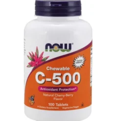 NOW FOODS Witamina C 500 mg do ssania o smaku wiśni i czarnej porzeczki 100 tabl