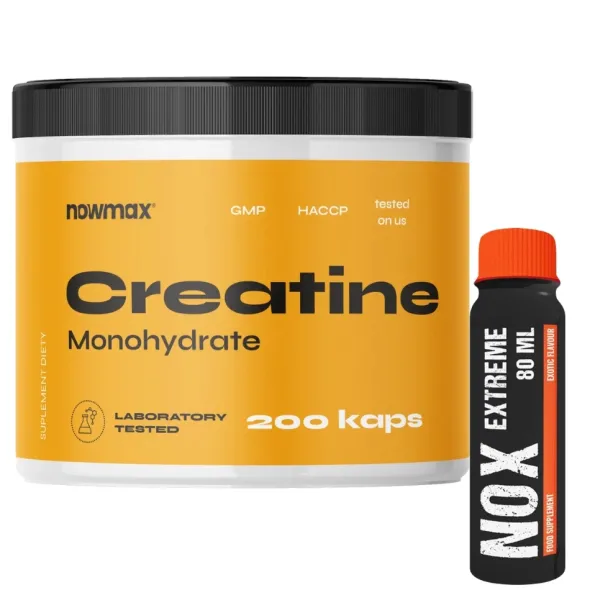 nowmax® Creatine Monohydrate 200 kaps + nowmax® NOX Extreme 80 ml