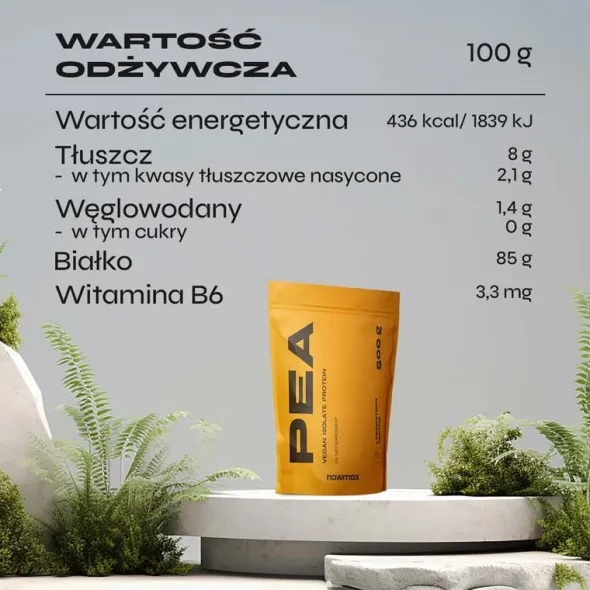 nowmax® PEA Protein 500 g ( izolat białko z grochu )