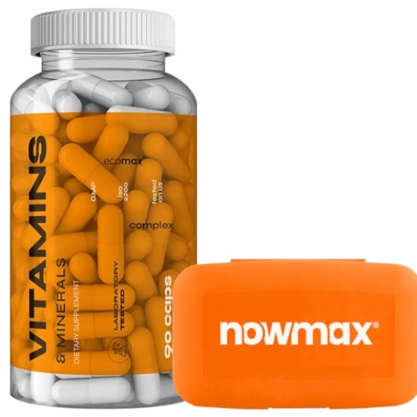 nowmax® Witaminy i Minerały 90 kaps + nowmax® Pill Box