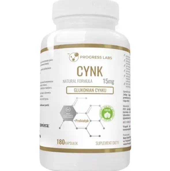PROGRESS LABS Glukonian Cynku 15mg 180 kaps