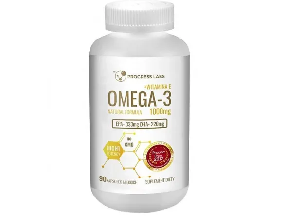 PROGRESS LABS Omega 3 + Vitamina E 1000 mg 90 kaps