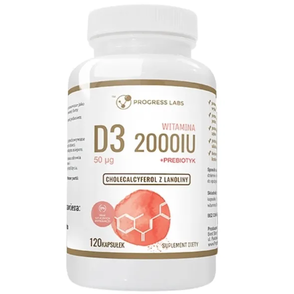 PROGRESS LABS Witamina D3 Forte 2000IU 50mcg 120 tab