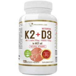 PROGRESS LABS Witamina K2 MK-7 200mcg+D3 100mcg 4000IU IN OIL MCT 120 kaps