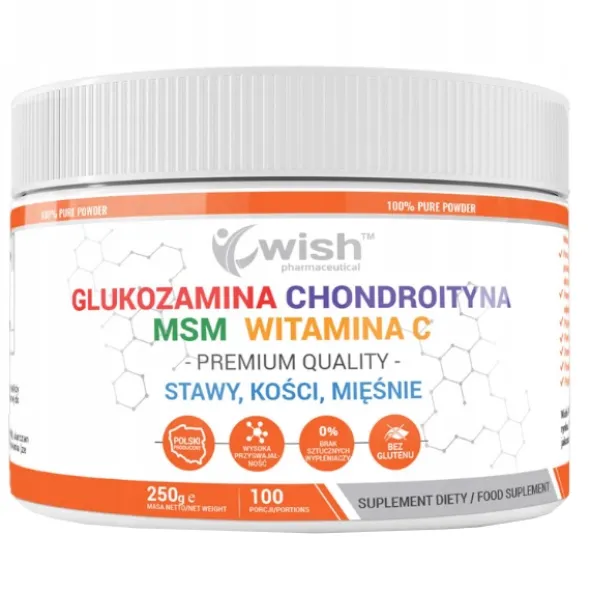 WISH Glukozamina Chondroityna MSM Witamina C 250 g