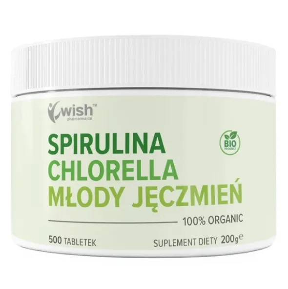 WISH Spirulina Chlorella Młody Jęczmień 500 tabs
